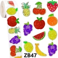 Rouleau de 500 autocollants de fruits laser avec effet pailleté holographique DIY - 1.2 Pouce-3cm (ZB47)