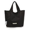 Bolso de mano de lona negra minimalista bolso casual de moda plegable portátil - Negro