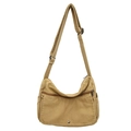 Bolso bandolera de lona caqui con correa ajustable y múltiples bolsillos de estilo japonés - Caqui