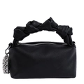 Borsa nuvola nera in pelle testurizzata con manico a nodo e decorazione di perle argentate - Con Ciondolo / Nero