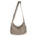 Bolso bandolera vintage de lona marrón con correa ajustable y múltiples bolsillos - Gris