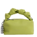 Borsa a mano verde lime in pelle a grana di litchi con manico annodato di tendenza - Con Ciondolo / Verde mela