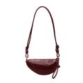 Burgunderfarbene Halbmond-Tasche aus Leder mit Knotendetails und Schultergurt - Burgunderrot