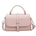 Borsa a mano rosa chiaro in pelle martellata con tracolla regolabile e fibbia argento - Rosa