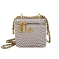 Mini crossbody bag in purple python pattern with gold flower logo and chain strap - Gray