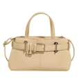 Borsa sottobraccio chic giallo crema stile moto con cintura e dettagli argento - Giallo