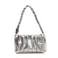 Borsa a tracolla plissettata argento metallizzato con catena sottile e manico - Argento