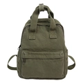 Army green canvas backpack for women with top handles and adjustable shoulder straps - Green