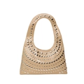 Glossy beige hobo bag with silver rivet studs and a wide integrated top handle - Apricot