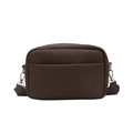 Brown litchi grain leather crossbody bag with metal zipper and minimalist design - Brown