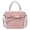 Bolso de mano rosa claro con textura plisada, asas dobles y correa de hombro extraíble - Rosa