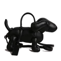 Creative black dachshund shaped leather handbag with adjustable crossbody shoulder strap - Black