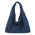 Dunkelblaue Denim Hobo-Tasche mit seitlichen Reißverschlüssen und geräumigem Schultergurt - Dunkelblau