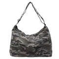 Grande borsa hobo in tela mimetica con tracolla regolabile e motivo mimetico - Mimetico Verde