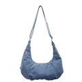 Light blue denim hobo bag for women with adjustable strap and casual crescent shape - Light Blue