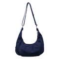 Retro dark blue denim hobo bag with adjustable strap and casual crescent shape - Dark Blue
