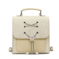 Cream white fashion backpack for women with butterfly buckle and pearl chain detail - Yellow