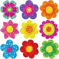 Rotolo da 500 adesivi olografici a forma di fiore in 9 design colorati per decorazione - Stile Floreale Glitter Laser (ZD23)