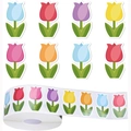 Roll of colorful tulip shaped stickers in various colors for gift decoration - ZC31