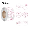 500pcs pink round thank you stickers roll with cherry and bow patterns for gift sealing - JF30-1 Inch 25MM