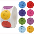 Rouleau de 500 autocollants smileys colorés merci pour récompense enfant et scellage - JF31(JF31)