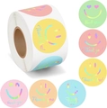 Holografische Laser Dankeschön Smiley Aufkleber Rolle für Kinderbelohnung und Siegel - JF32 Holografisches Lächeln Gesicht (JF32) / 2.5cm