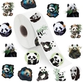 Macro view of cartoon panda waterproof adhesive stickers roll for decorative sealing - Panda Style (JF25) / 1 inch / 500 stickers