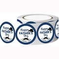 Rouleau d'autocollants Fête des Pères à rayures bleu marine avec motifs chapeau - 2.5cm (ZD29)