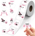 Rollo de 500 pegatinas láser de fantasma de Halloween para regalos y decoración - Estilo de Fantasma Rosa Negro Blanco (GG31)
