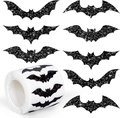 Dettaglio di adesivi di Halloween olografici a forma di pipistrello luccicante - Galassia Nera (CI31)