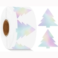 Rotolo di adesivi olografici a forma di albero di Natale con sfumature per confezioni - Albero di Natale Iridescente (GG33)