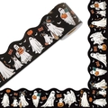 Rotolo di bordi adesivi per bacheca di Halloween con fantasmi, pipistrelli e gatti - Halloween Fantasma Zucca (CI35) / 7.5cmX18m