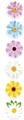 Floral daisy sticker set featuring six different colors and vector illustration style - Floral Pattern Style B (X213) / 1 inch / 500 stickers