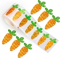 Détail macro du rouleau d'autocollants carottes pailletées pour emballage cadeau de Pâques - Style Carotte Orange (CH30)
