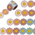 Colorful sunflower smiley face stickers roll for school classroom bulletin board borders - Colorful Smiley Face Flower Pattern (CI23) / 7.5CM / Total Length 10M