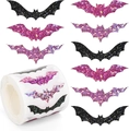 Dettaglio macro di adesivi a pipistrello glitterati neri, rosa e viola per Halloween - Glitter Colorato (CI32)