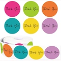 Roll of 500 colorful round Thank You stickers in six vibrant colors for gift sealing - Macaron Multicolor (GG25)
