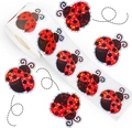 Détails des autocollants laser coccinelle avec paillettes holographiques sur un rouleau - Style Coccinelle Rouge Noire (CH31)