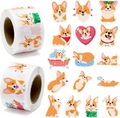 Detail of 500 Corgi cartoon sticker rolls and 15 unique die-cut dog illustrations - Cute Corgi Dog Illustration Theme (CJ29) / 2.5cm/1inch