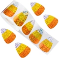 Détails macro des autocollants laser pailletés Candy Corn pour emballage Halloween - Style de Maïs Sucré d'Halloween (CH36)