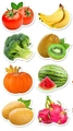 Pack of 8 waterproof fruit and vegetable stickers with white borders for sealing - Vegetable Patterns (ZE29)