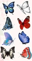 Waterproof butterfly stickers with 8 artistic designs in blue and red for decoration - 8 Butterfly Patterns (JF22) / JF22; 2.5cm/500pcs