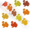 Macro shot of glittery turkey-shaped Thanksgiving stickers with vibrant autumn colors - Thanksgiving Multicolor Turkey Style (CJ33)