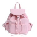 Minimalistischer rosa Kordelzug-Rucksack mit Klappenverschluss und Vordertasche - Rosa