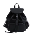 Klassischer schwarzer Vintage-Rucksack aus Kunstleder mit Silberschnallen und Taschen - Schwarz