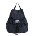 Mochila grande de nailon a cuadros grises con cierre de cordón y múltiples bolsillos - Cuadros Gris Oscuro