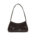 Braune Lackleder Unterachseltasche mit Silberschnallen und Schleifen-Detail - Braun