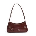 Dunkelrote Lackleder-Achseltasche mit Schleifen-Detail und Silberschnallen - Rot