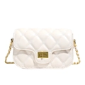 Quilted cream white crossbody bag with gold chain strap and elegant turn-lock closure - Off White