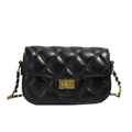 Elegant black quilted crossbody bag with gold chain strap and turn-lock closure - Black